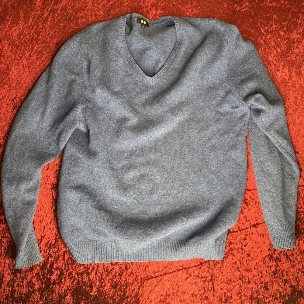 Uniqlo Mens Cashmere Crewneck Sweater XL‎ Navy Blue